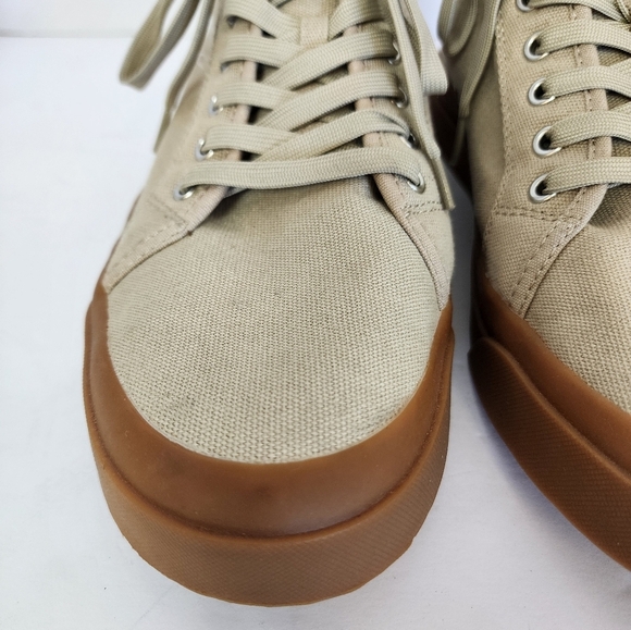 Mutual Weave Men's Canvas Khaki Feelon Memory Foam Lace-up Sneakers, Sz 10.5 - Picture 9 of 16